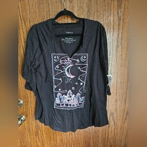Torrid Black Celestial Graphic Blouse Size 1